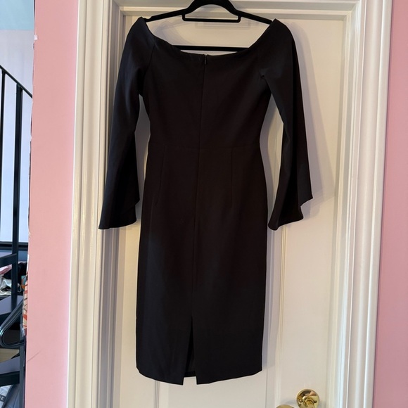 Bardot Black Off the Shoulder Dress with Bell Sleeves Midi Length - Picture 2 of 10